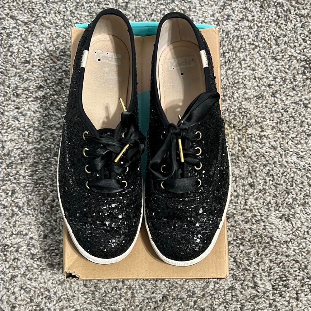 Kate Spade Black Sneakers with Suede Upper and Gum Sole